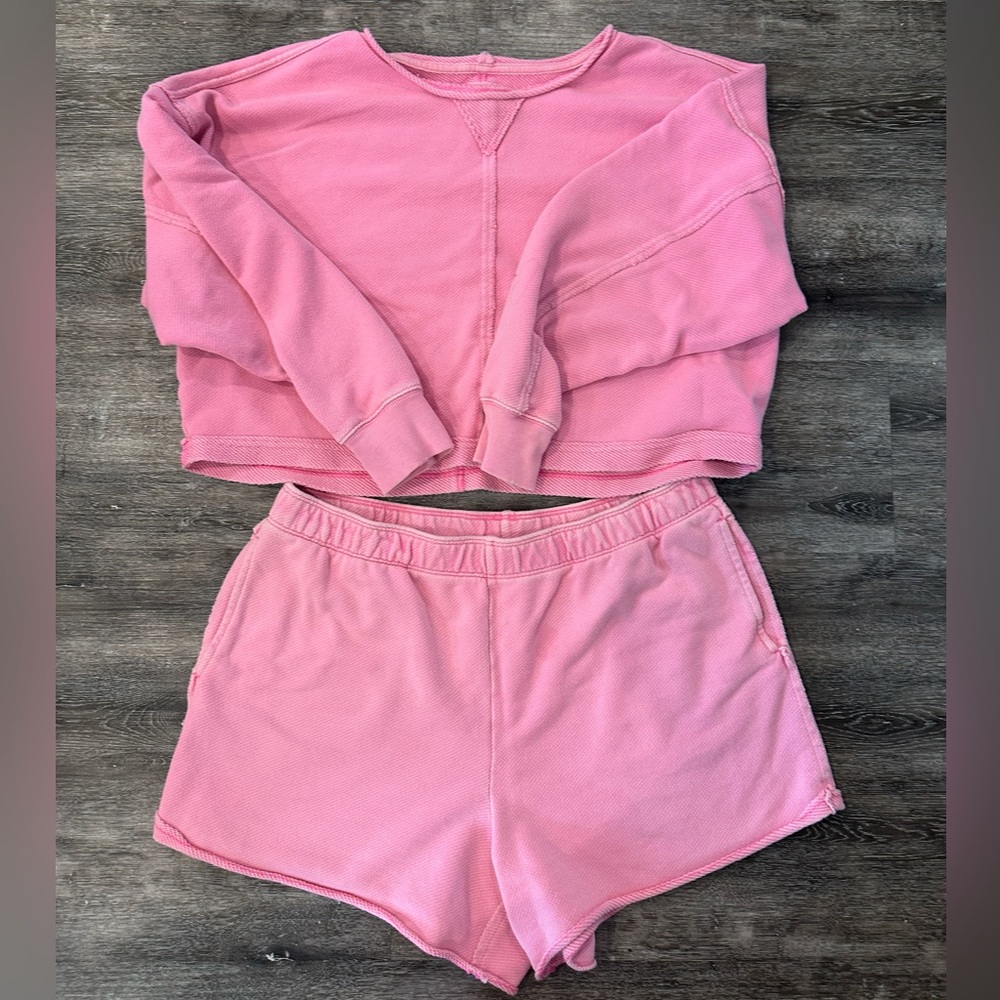 Aerie Pink Shortie Sweat Set
